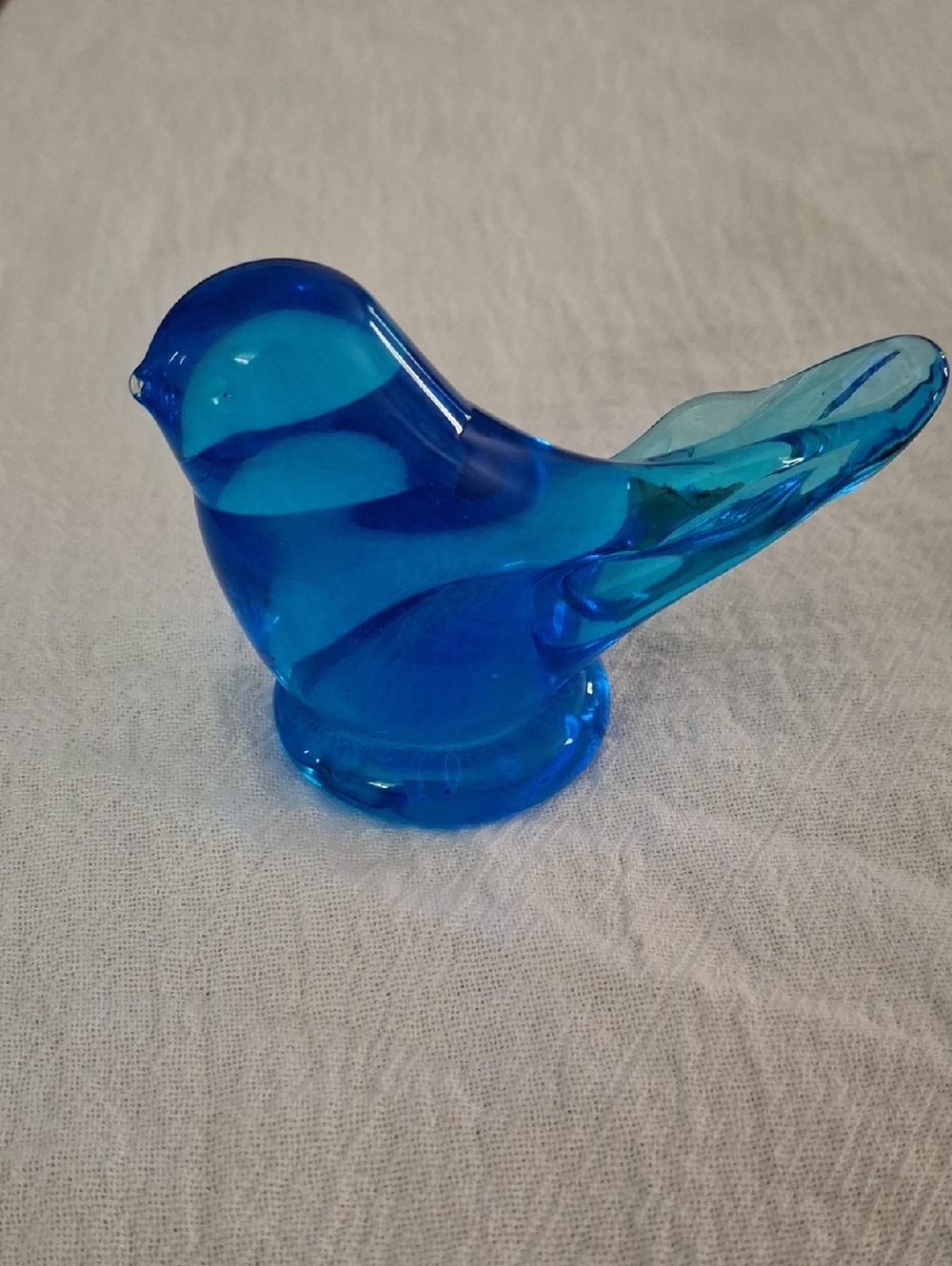 Blue Glass Bird Of Happiness Figurine By Leo Ward, 1988  Signed